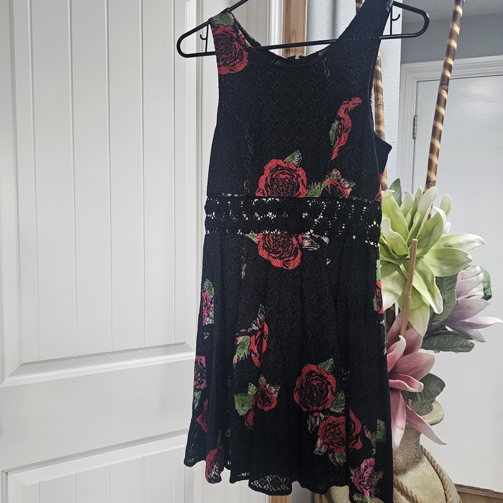 Free People Black and Red Floral Kids Dress